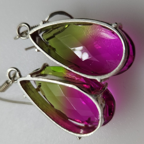Nwot! Watermelon quartz earrings sterling - Picture 6 of 8